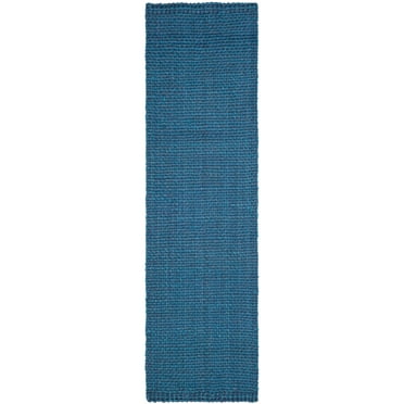 SAFAVIEH Natural Fiber Geraldine Geometric Jute Runner Rug, Blue, 2'3" x 8'