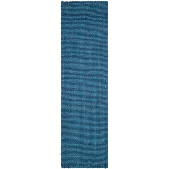 SAFAVIEH Natural Fiber Geraldine Geometric Jute Runner Rug, Blue, 2'3" x 8'