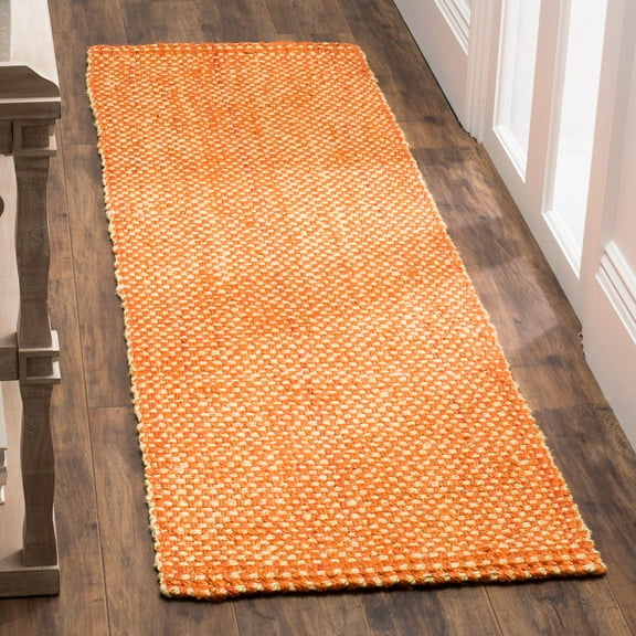 SAFAVIEH Natural Fiber Geraldine Geometric Jute Runner Rug, Rust/Natural, 2'3" x 14'