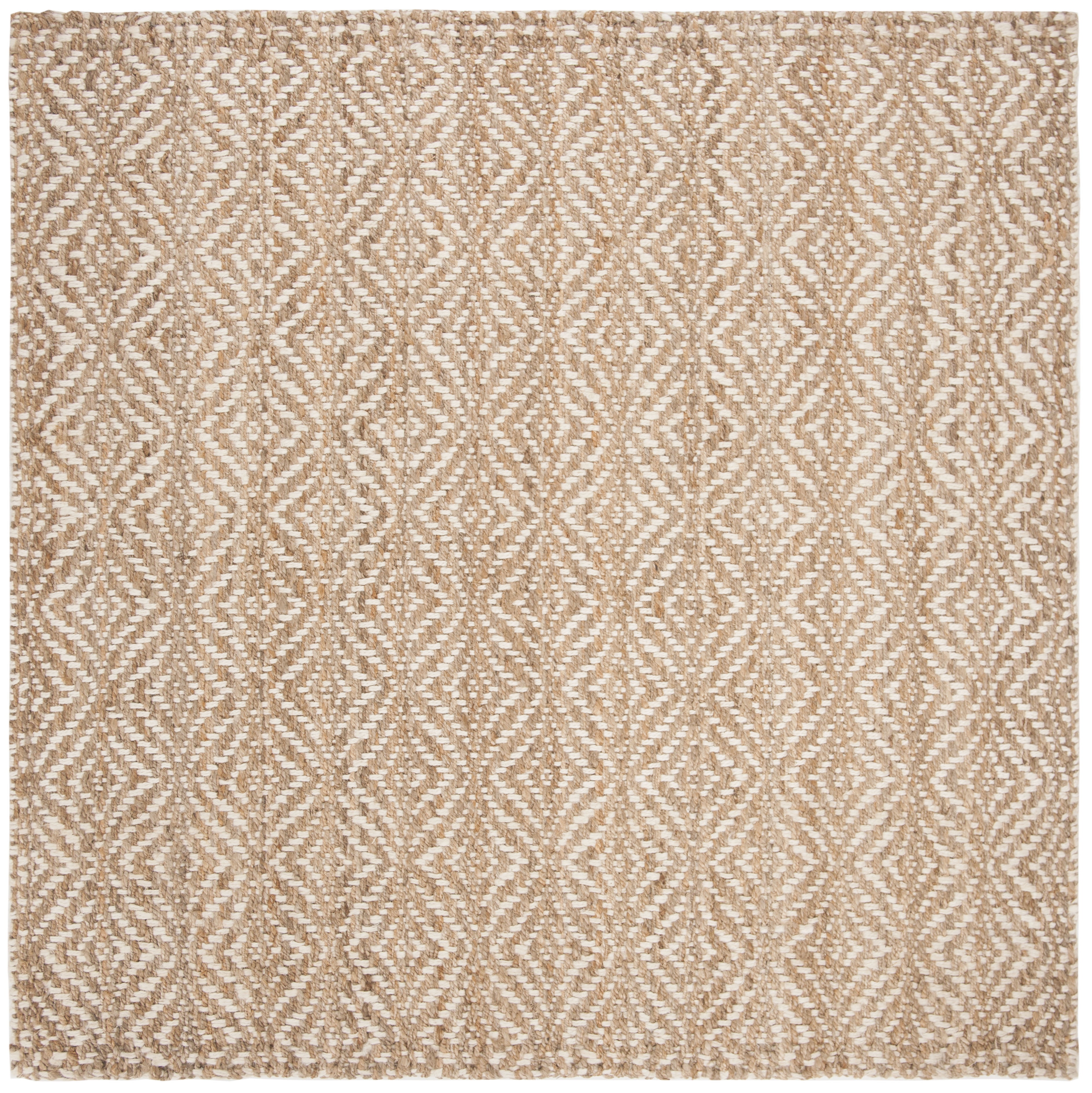 Ivory Natural Fiber 7' x 7' Square Hand-Knotted Rug