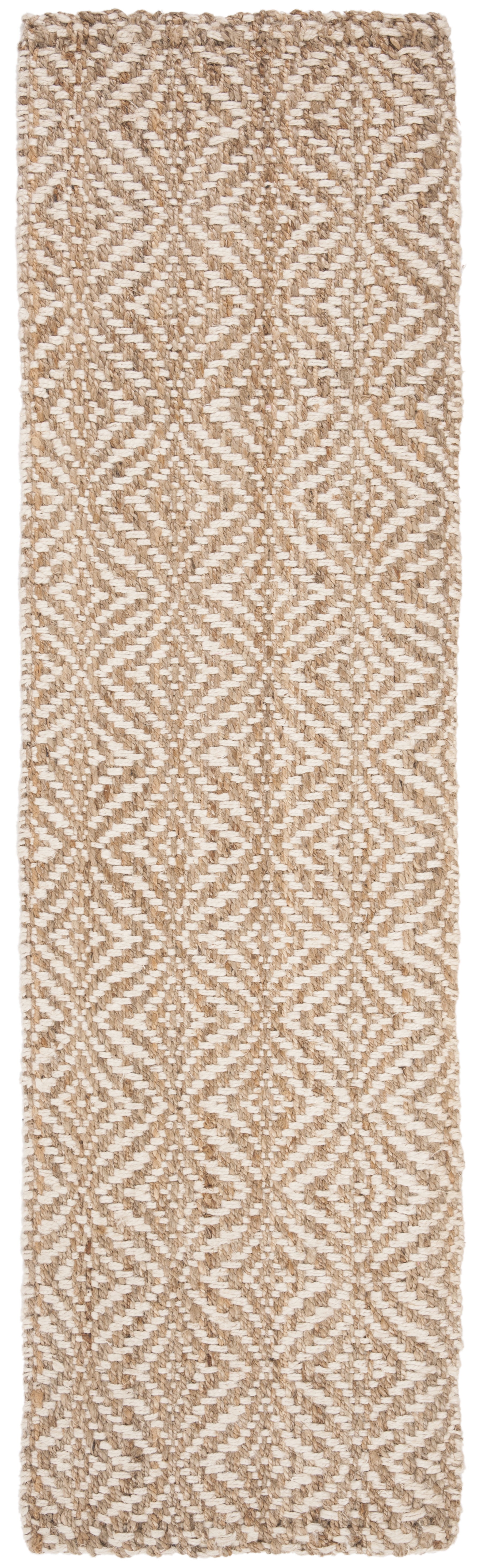 SAFAVIEH Natural Fiber Gervase Geometric Runner Rug, Natural/Ivory, 2'6" x 12'