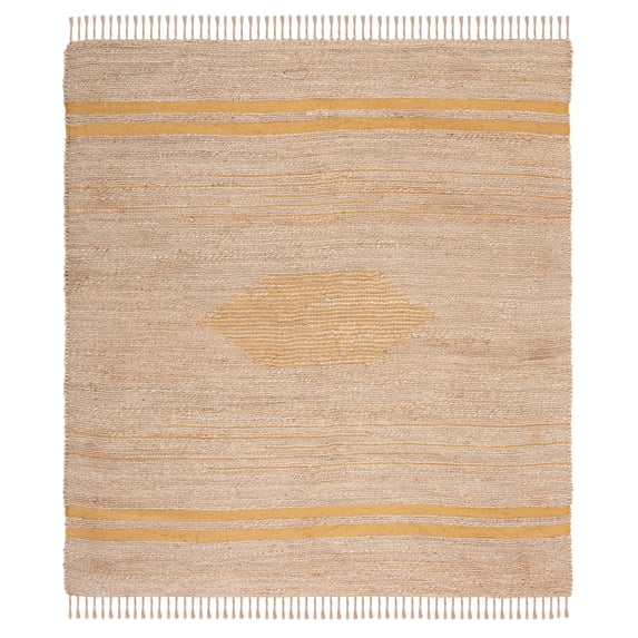 SAFAVIEH Natural Fiber Gisselle Striped Area Rug, Gold/Natural, 7' x 7' Square
