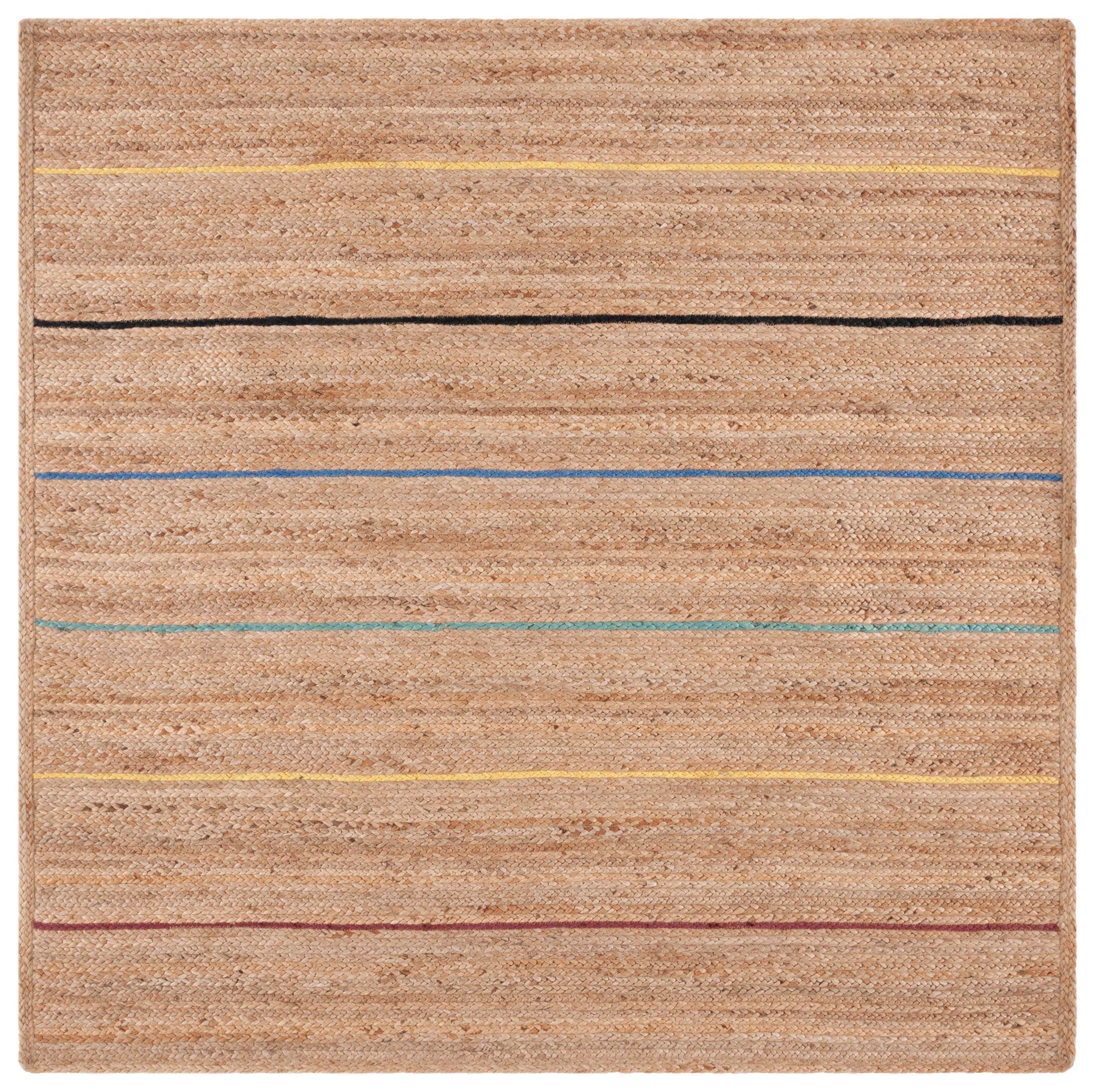 SAFAVIEH Natural Fiber Glen Striped Area Rug, Natural/Gold, 6' x 6' Square