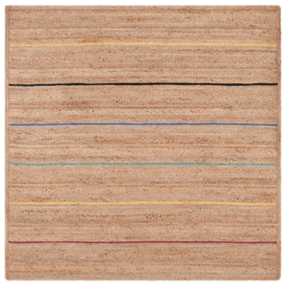 SAFAVIEH Natural Fiber Glen Striped Area Rug, Natural/Gold, 6' x 6' Square