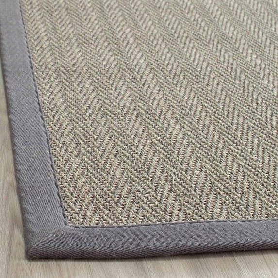 SAFAVIEH Natural Fiber Glenn Border Sisal Runner Rug, Grey Brown/Grey, 2'6" x 10'