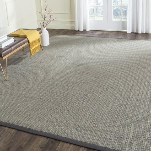 SAFAVIEH Natural Fiber Glenn Border Sisal Runner Rug, Grey Brown/Grey, 2'6" x 20'