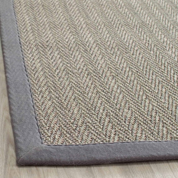 SAFAVIEH Natural Fiber Glenn Border Sisal Runner Rug, Grey Brown/Grey, 2'6" x 22'