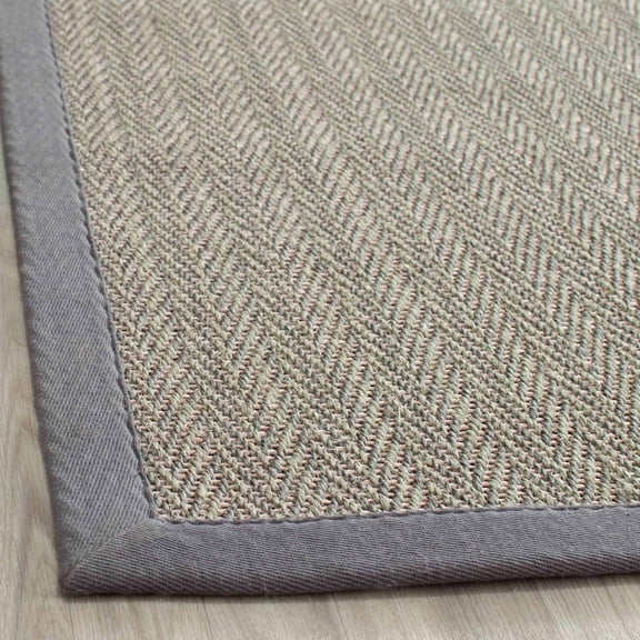 SAFAVIEH Natural Fiber Glenn Border Sisal Runner Rug, Grey Brown/Grey, 2'6" x 6'