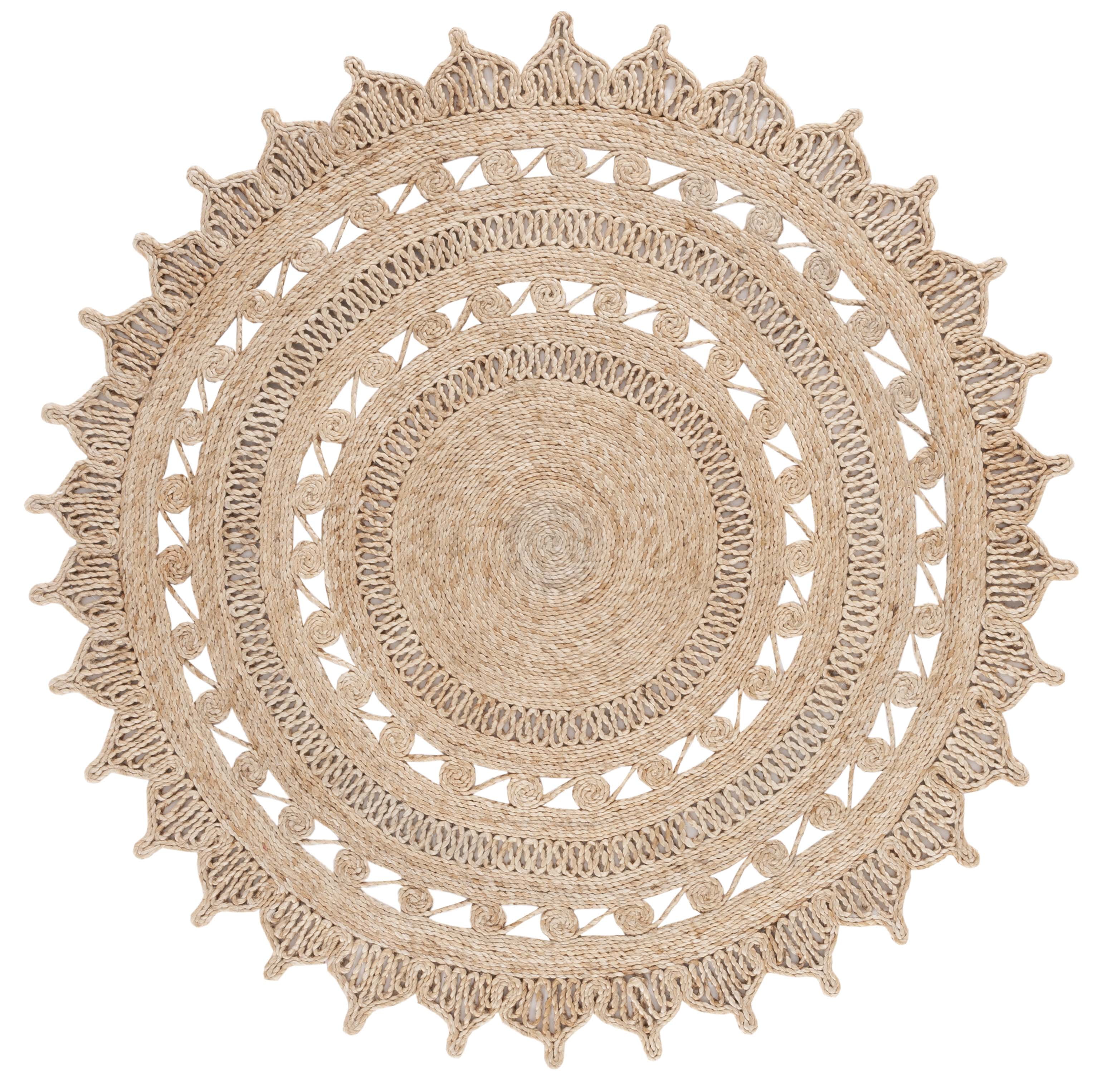 SAFAVIEH Natural Fiber Goran Geometric Area Rug, Natural, 5' x 5' Round