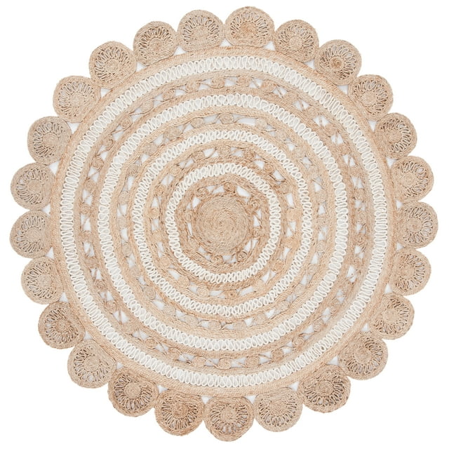 SAFAVIEH Natural Fiber Griselda Geometric Area Rug, Ivory/Natural, 10' x 10' Round