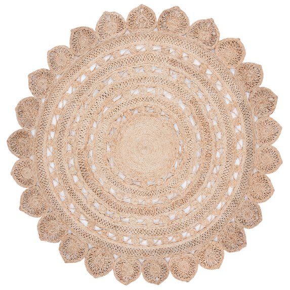 SAFAVIEH Natural Fiber Griselda Geometric Area Rug, Natural, 8' x 8' Round