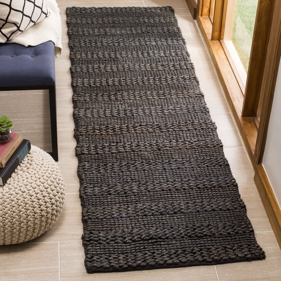 SAFAVIEH Natural Fiber Henrika Braided Runner Rug, Charcoal, 2'3" x 14'