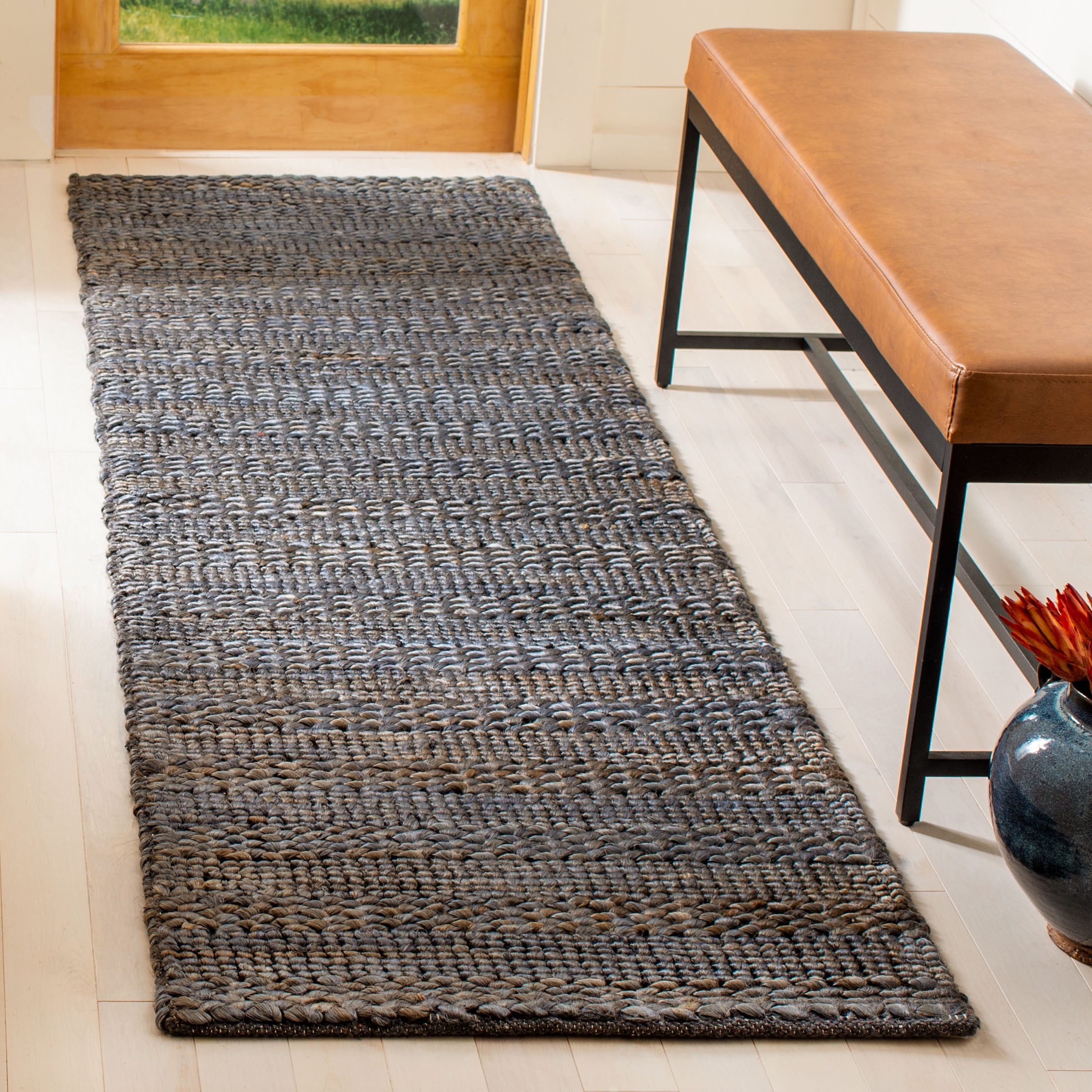 SAFAVIEH Natural Fiber Henrika Braided Runner Rug, Grey, 2'3