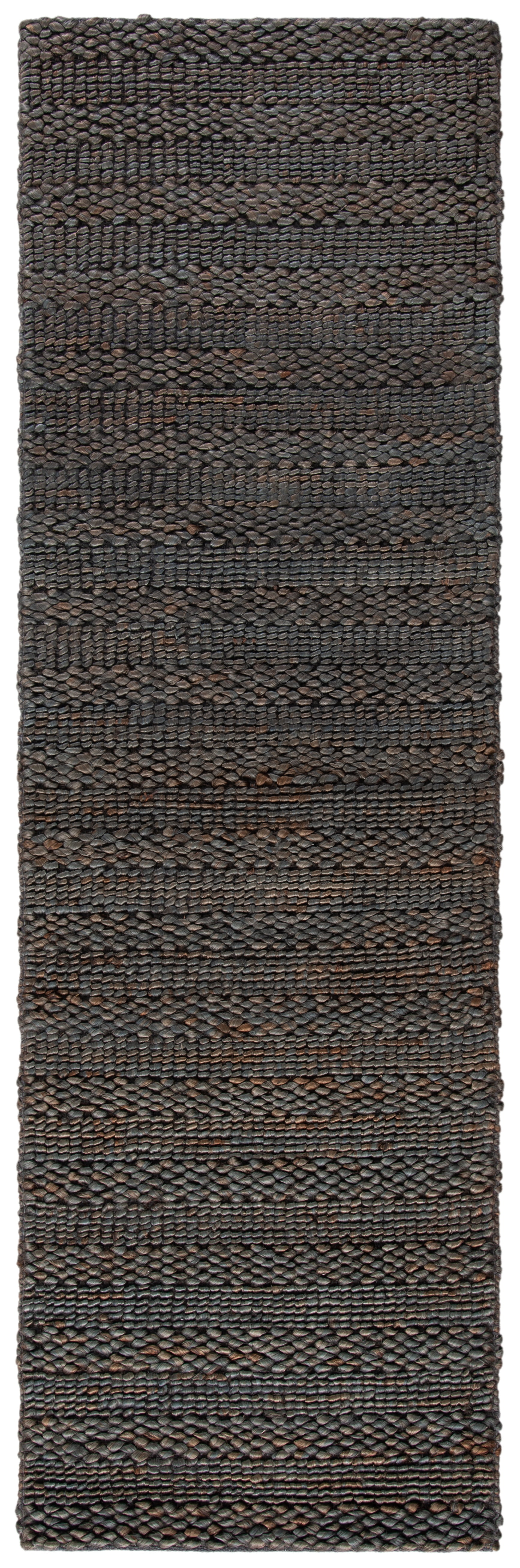 SAFAVIEH Natural Fiber Henrika Geometric Runner Rug, Charcoal, 2'3" x 20'