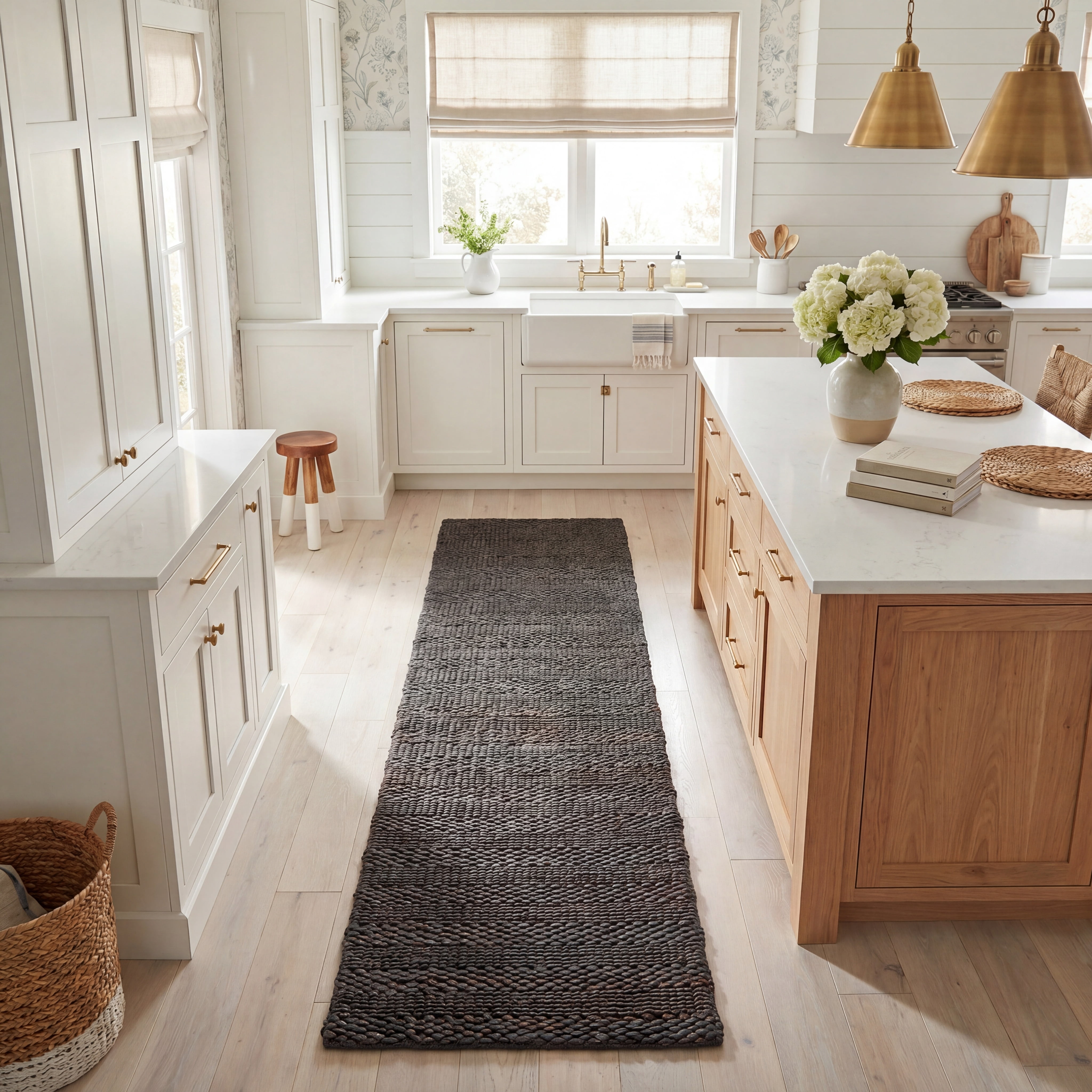 Safavieh Natural Fiber Henrika Geometric Runner Rug, Charcoal, 2'3" x 22'
