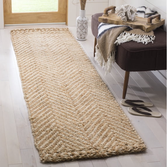SAFAVIEH Natural Fiber Houston Braided Jute Runner Rug, Ivory/Natural, 2'3" x 10'