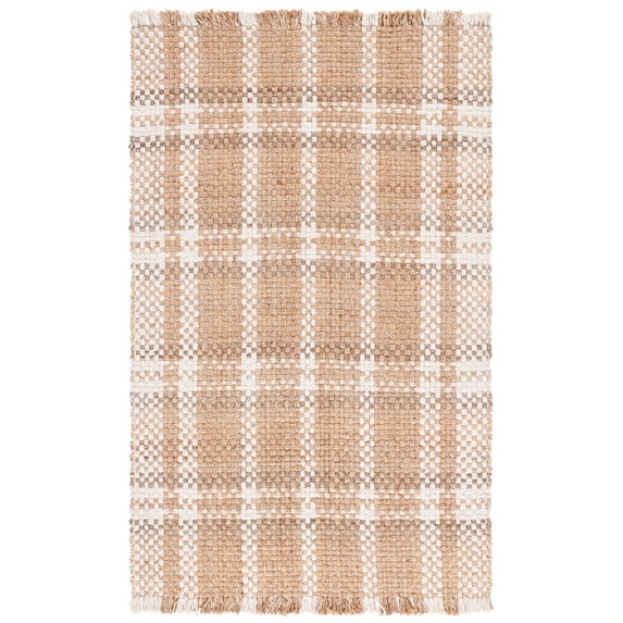 SAFAVIEH Natural Fiber Hudson Geometric Area Rug, Natural/Bleach, 3' x 5'