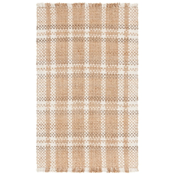 SAFAVIEH Natural Fiber Hudson Geometric Area Rug, Natural/Bleach, 4' x 6'