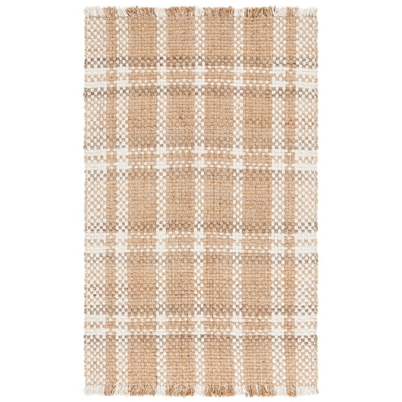 SAFAVIEH Natural Fiber Hudson Geometric Area Rug, Natural/Bleach, 6' x 9'