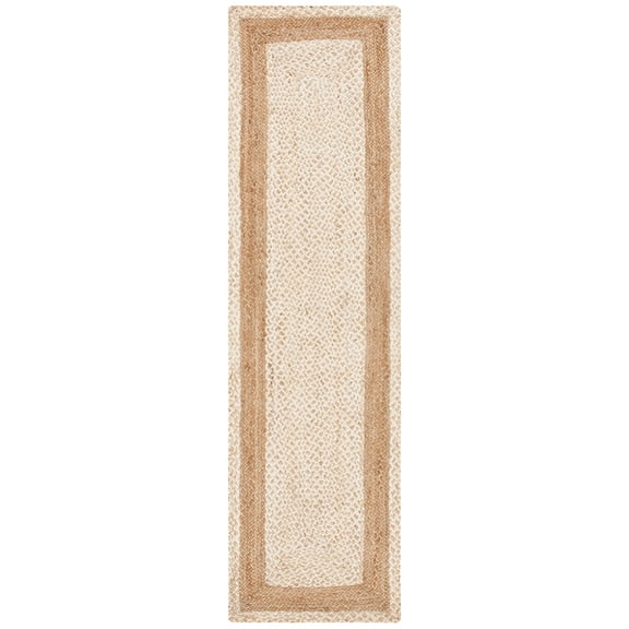 SAFAVIEH Natural Fiber Ibrahim Bordered Runner Rug, Natural, 2'3" x 9'