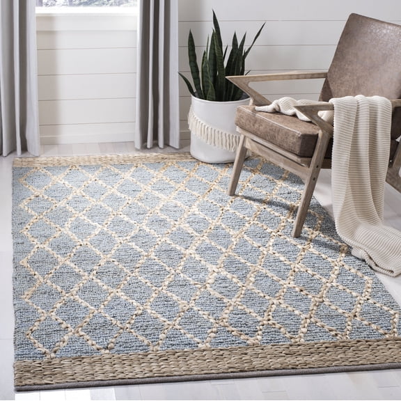 SAFAVIEH Natural Fiber Ingram Geometric Area Rug, Light Blue, 5' x 8'