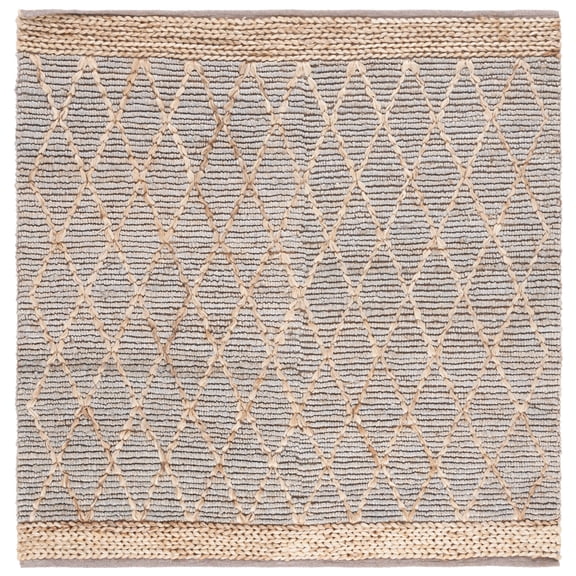 SAFAVIEH Natural Fiber Ingram Geometric Area Rug, Light Blue, 6' x 6' Square