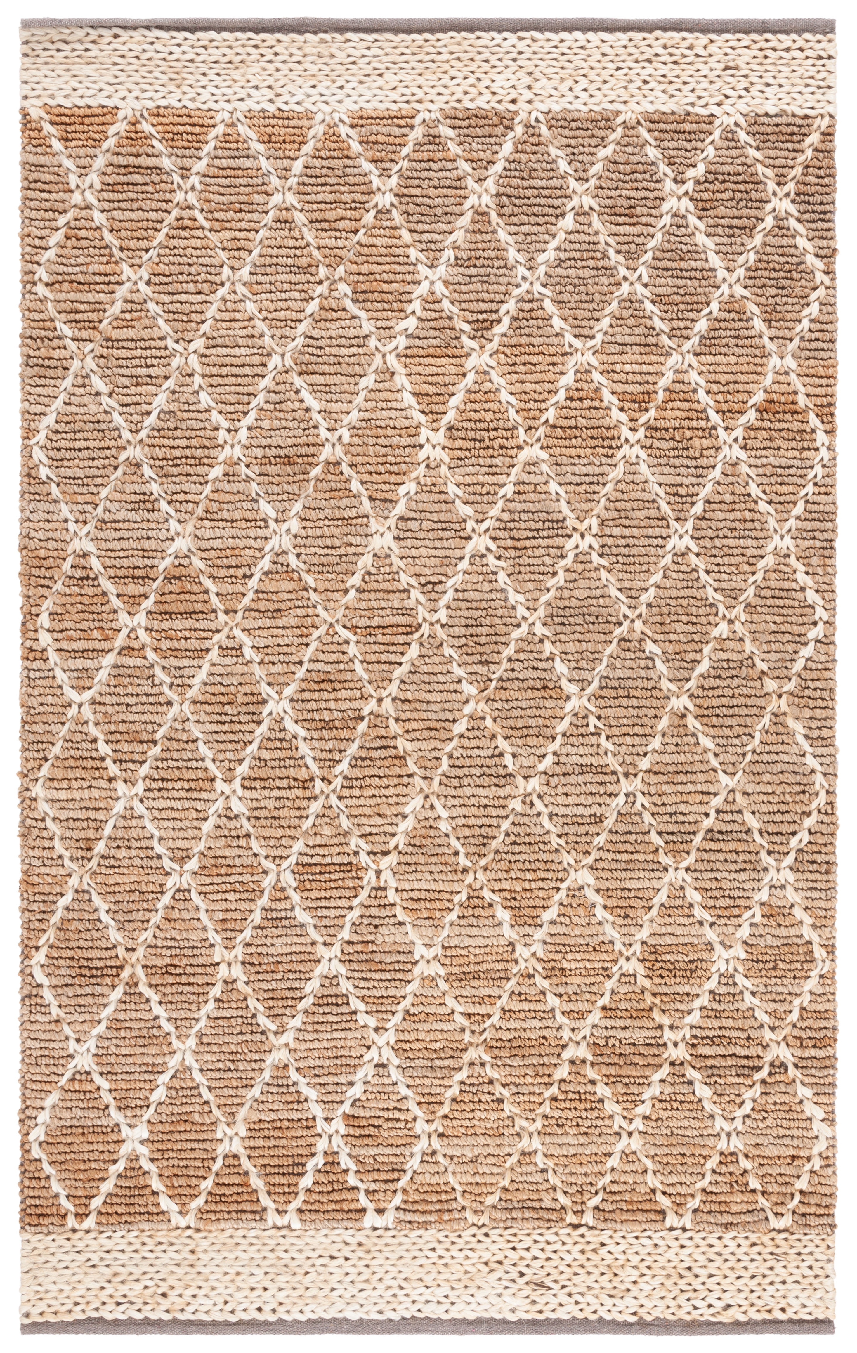 Natural Brown Geometric Handwoven Jute Area Rug 2' x 3'