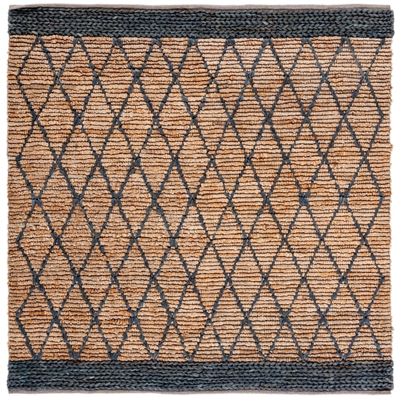 SAFAVIEH Natural Fiber Ingram Geometric Area Rug, Natural/Black, 6' x 6' Square