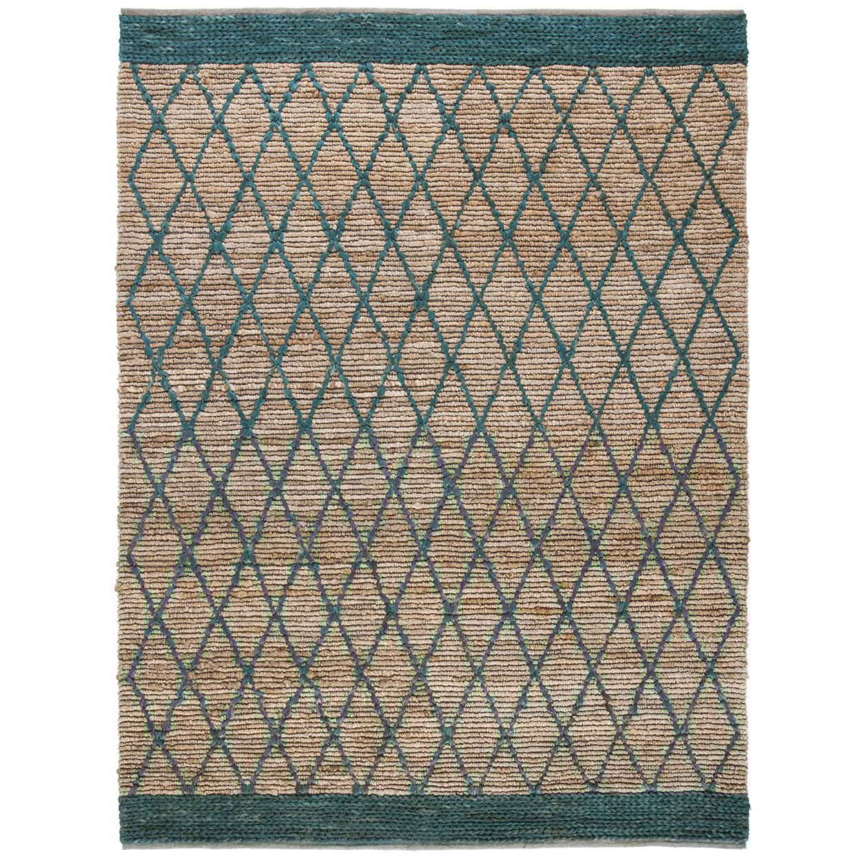 SAFAVIEH Natural Fiber Ingram Geometric Area Rug, Natural/Dark Green, 5' x 8'