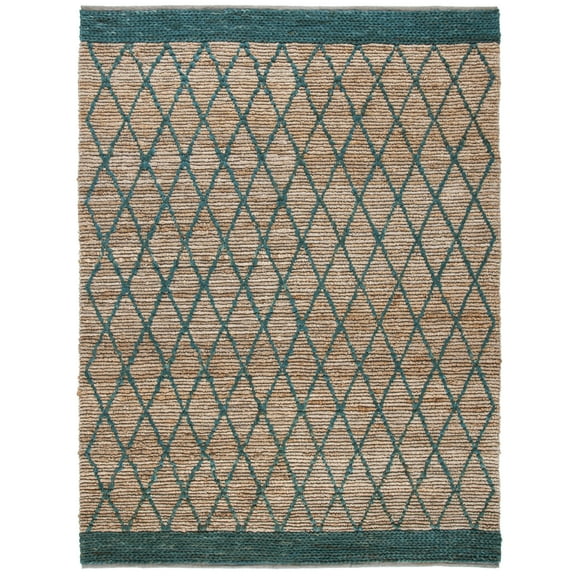 SAFAVIEH Natural Fiber Ingram Geometric Area Rug, Natural/Dark Green, 6' x 9'