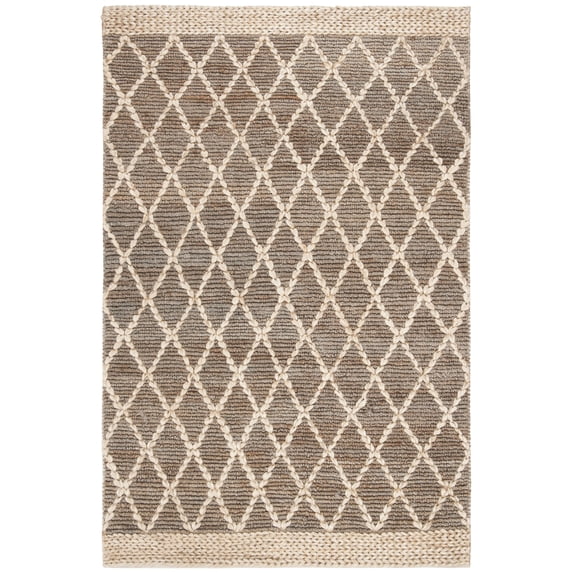 SAFAVIEH Natural Fiber Ingram Geometric Area Rug, Natural/Grey, 4' x 6'
