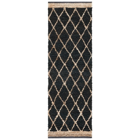 SAFAVIEH Natural Fiber Ingram Geometric Runner Rug, Charcoal, 2'6" x 8'