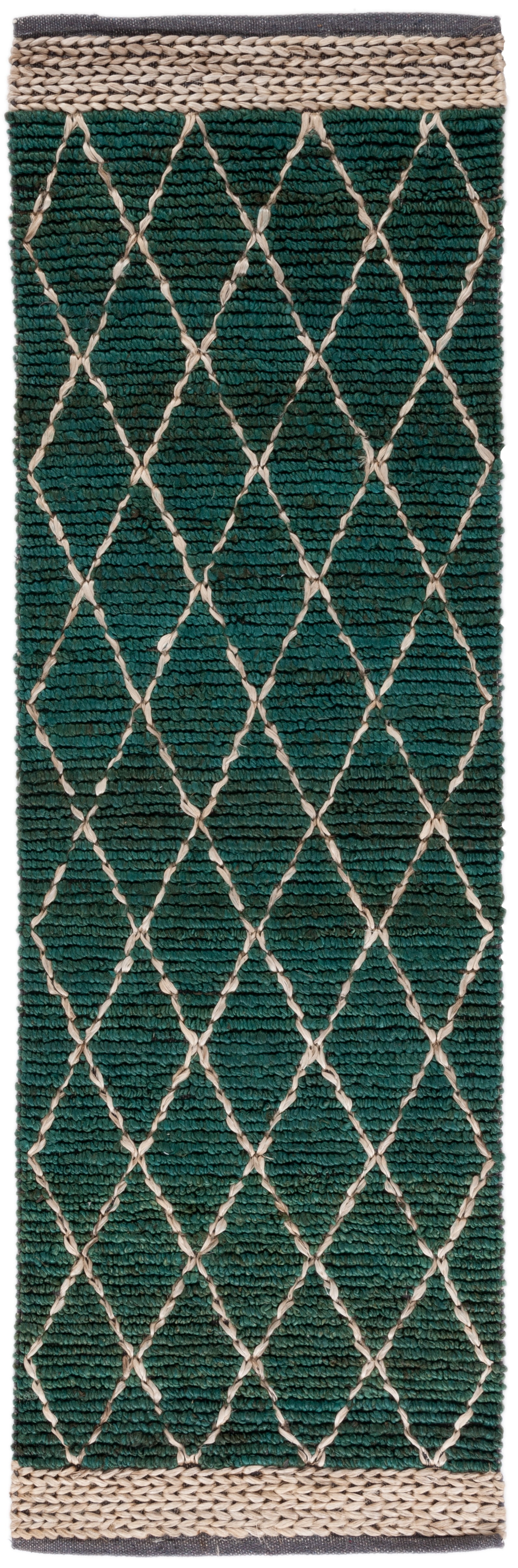 SAFAVIEH Natural Fiber Sisal & Wool Runner Rug - 2'6" X 8', Beige, Woven With Fabric Border (NF475B)