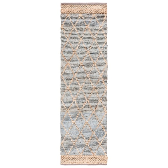 SAFAVIEH Natural Fiber Ingram Geometric Runner Rug, Light Blue, 2'6" x 6'