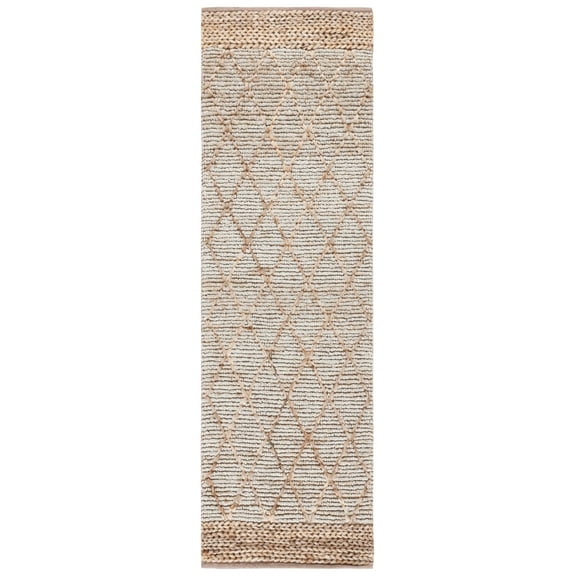 SAFAVIEH Natural Fiber Ingram Geometric Runner Rug, Silver, 2'6" x 12'
