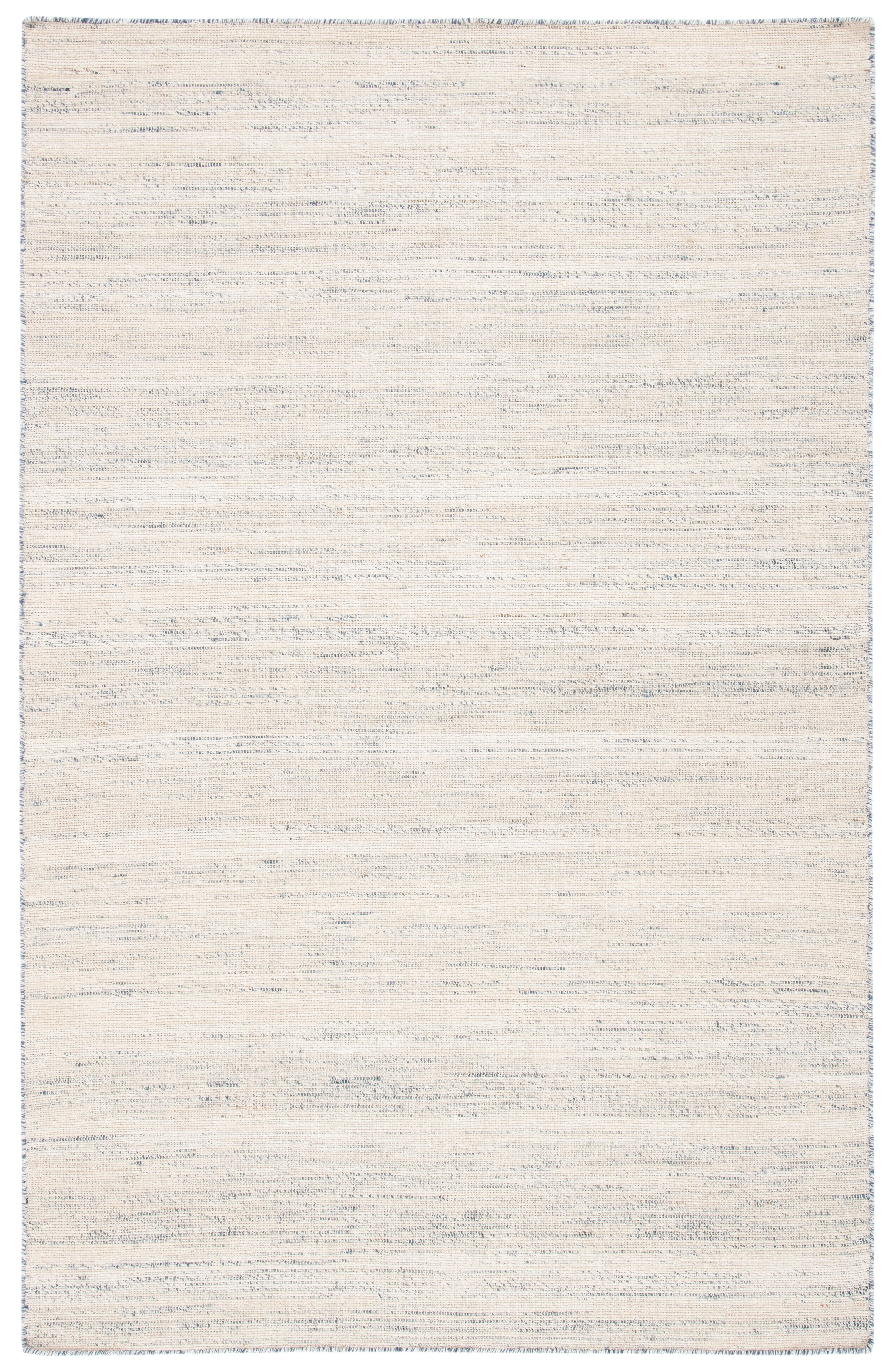 Beige and Grey Hand-Knotted Wool Rectangular Rug 4' x 6'