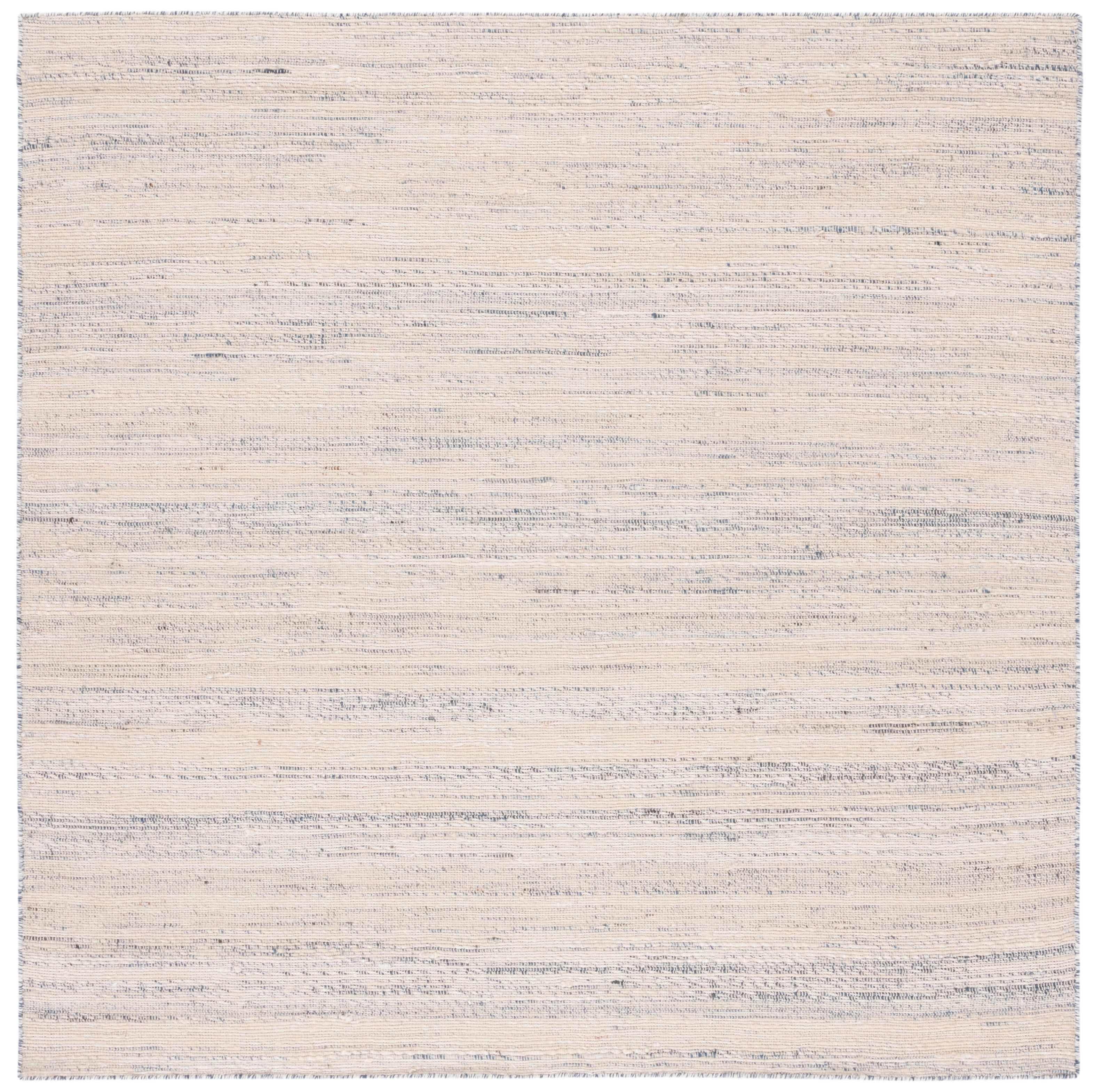 Handwoven Beige and Gray Wool Cotton Square Rug
