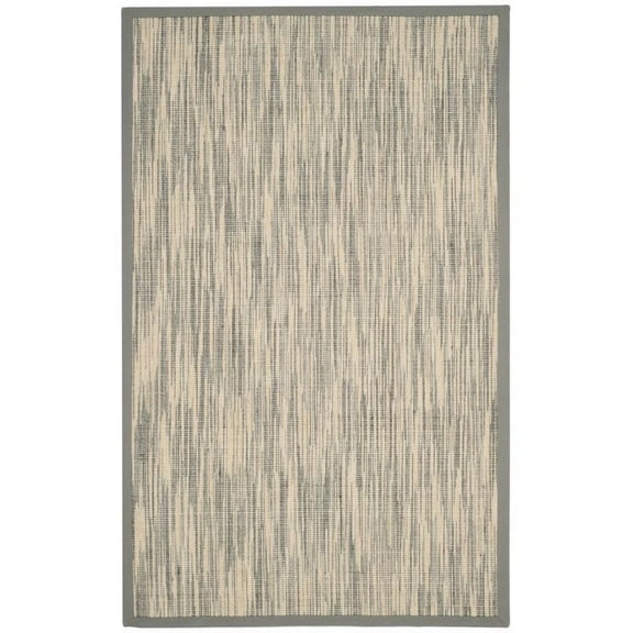 SAFAVIEH Natural Fiber Issam Border Area Rug, Natural/Grey, 5' x 8'