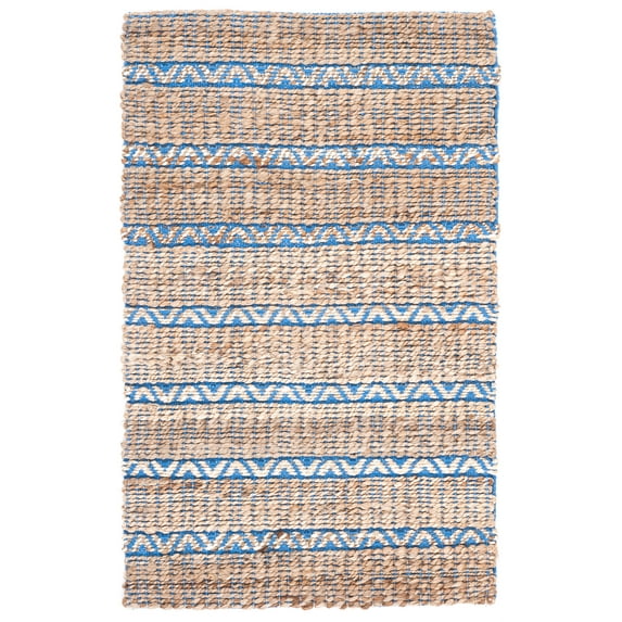 SAFAVIEH Natural Fiber Jack Striped Area Rug, Blue/Natural, 3' x 5'