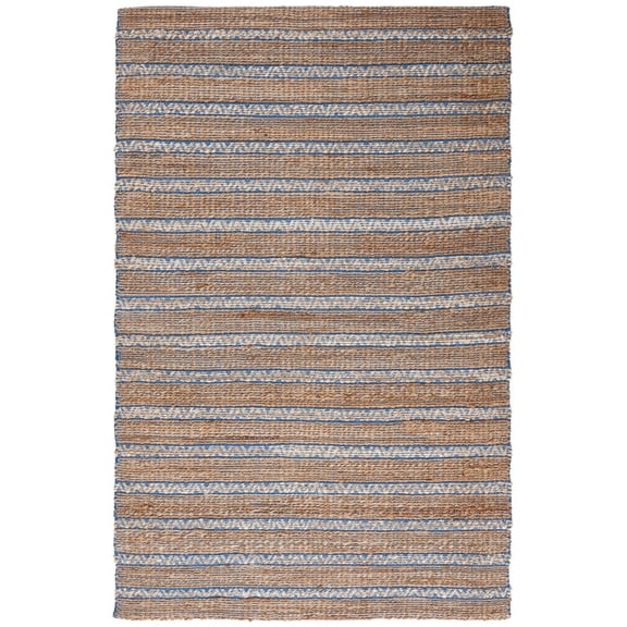 SAFAVIEH Natural Fiber Jack Striped Area Rug, Blue/Natural, 4' x 6'
