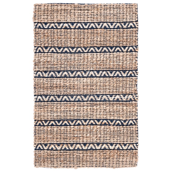 SAFAVIEH Natural Fiber Jack Striped Area Rug, Navy/Natural, 3' x 5'