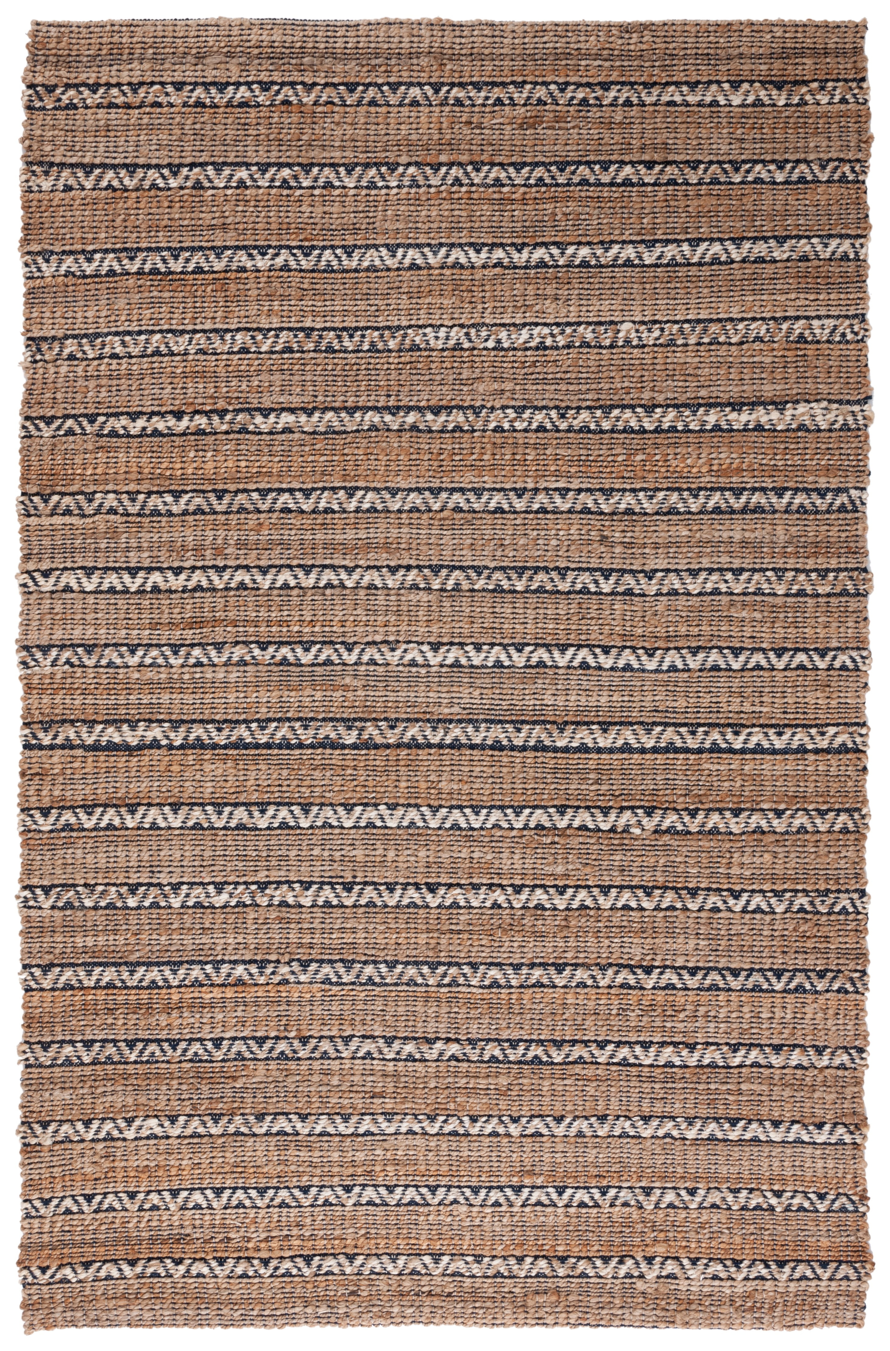 Navy and Natural Flat Woven Cotton Area Rug, 8' x 10'