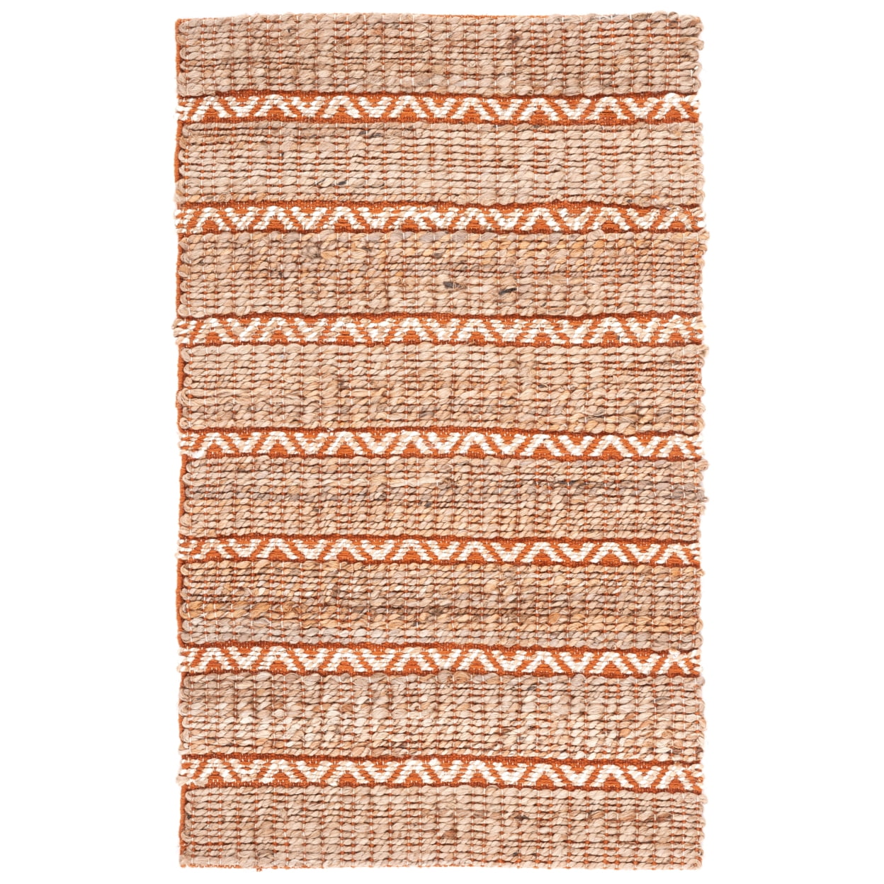 Rust and Natural Handmade Cotton Flat Woven Area Rug 4' x 6'