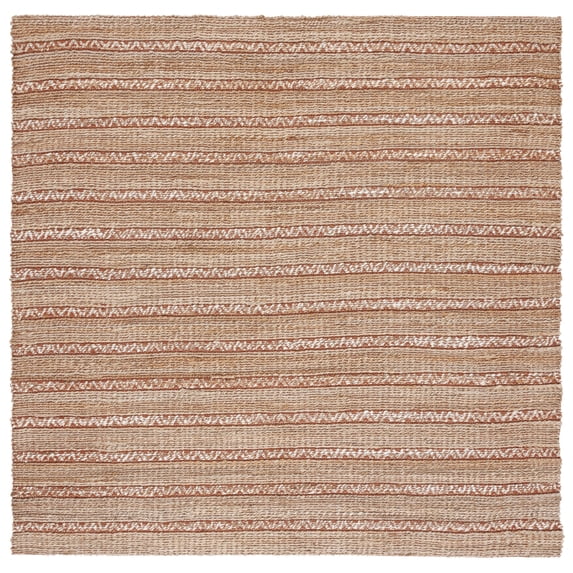 SAFAVIEH Natural Fiber Jack Striped Area Rug, Rust/Natural, 6'6" x 6'6" Square