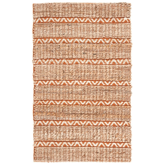 SAFAVIEH Natural Fiber Jack Striped Area Rug, Rust/Natural, 6' x 9'