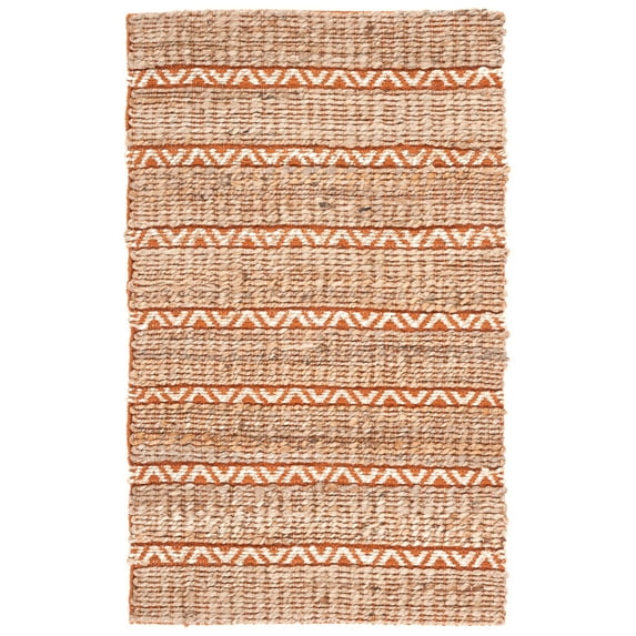 SAFAVIEH Natural Fiber Jack Striped Area Rug, Rust/Natural, 6' x 9'