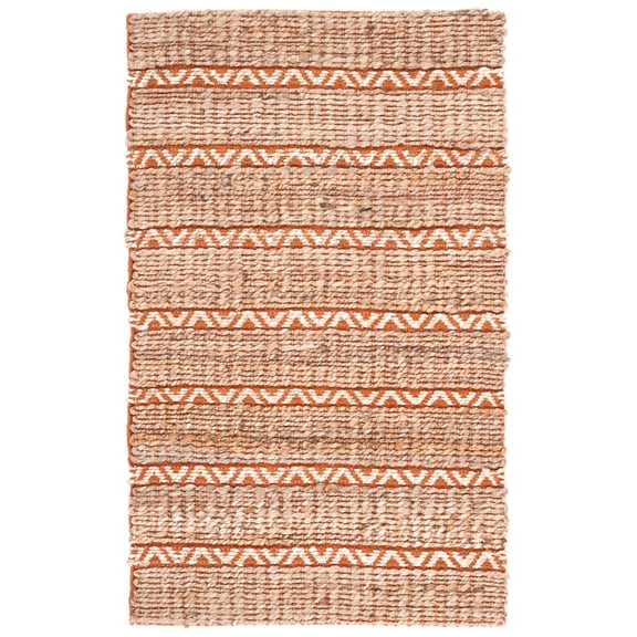 SAFAVIEH Natural Fiber Jack Striped Area Rug, Rust/Natural, 9' x 12'