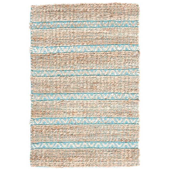 SAFAVIEH Natural Fiber Jack Striped Area Rug, Teal/Natural, 3' x 5'
