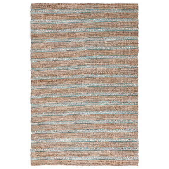 SAFAVIEH Natural Fiber Jack Striped Area Rug, Teal/Natural, 6' x 9'