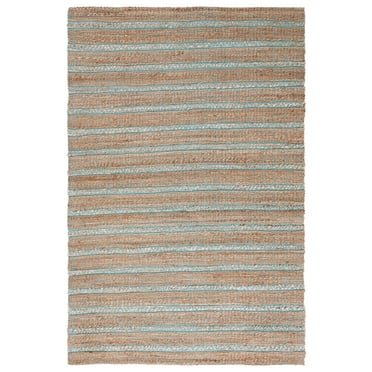 SAFAVIEH Natural Fiber Jack Striped Area Rug, Teal/Natural, 8' x 10'